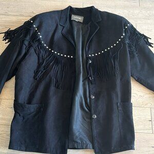 Originaux par Pablo vintage suede leather fringe jacket black size L